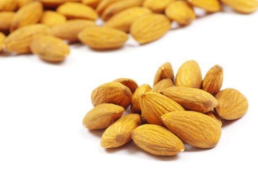 almonds isolated on a white