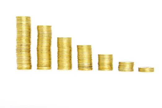 Coin pile isolated on white background