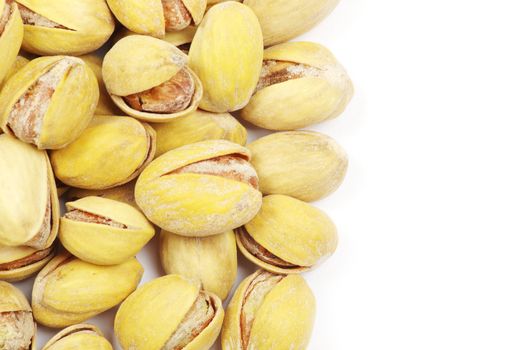 pistachios on a white background