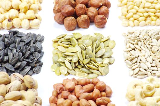  seeds and nuts with collection