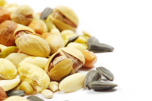 nuts and seeds isolated on white background