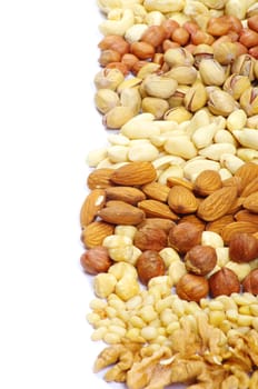 various nuts on a background