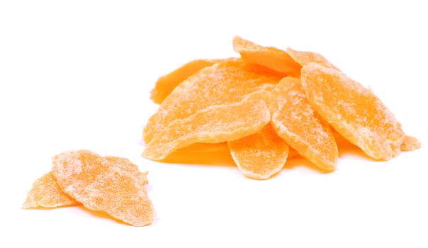 Dried mango on white background