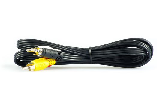 Audio visual cables isolated on white