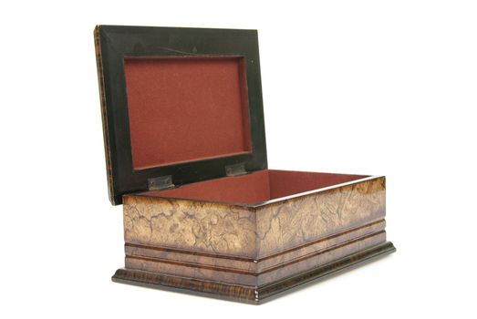 Wooden casket isolated on a white background