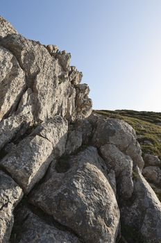 Limestone rock formation at Cape Espichel, Sesimbra, Portugal