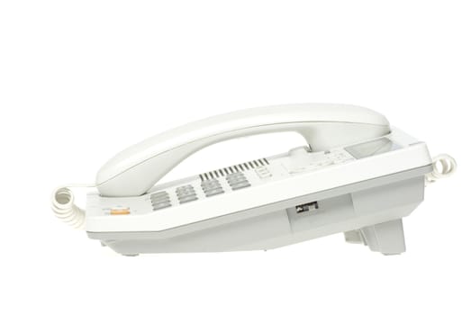 white office telephone on a white  background