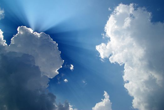 blue sky background with tiny clouds