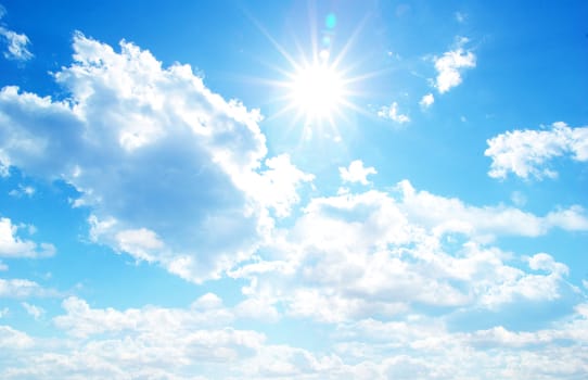 Blue sky background with a tiny clouds