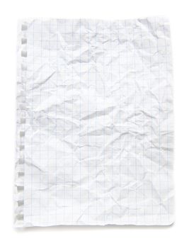 sheet from notebook on white background