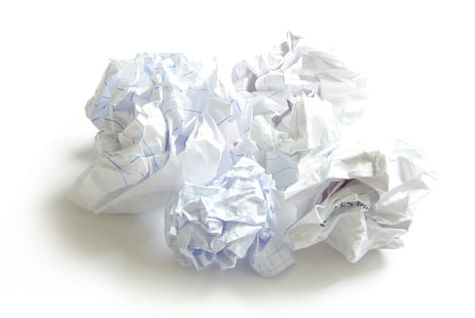 crumpled paper ball isolated on a white