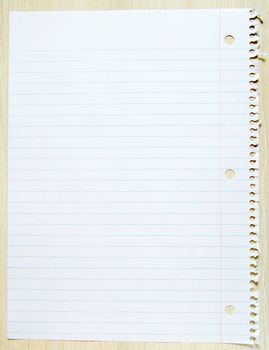 Blank white paper sheet with blue lines