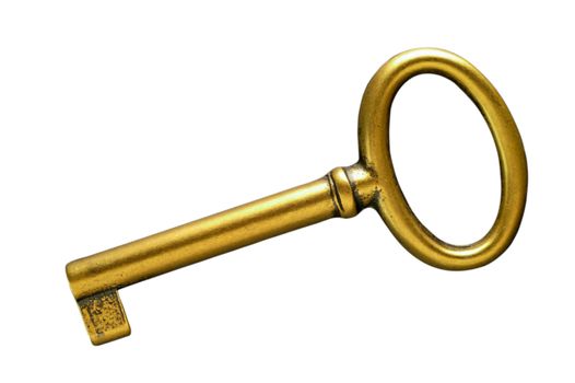 Golden key with clipping path