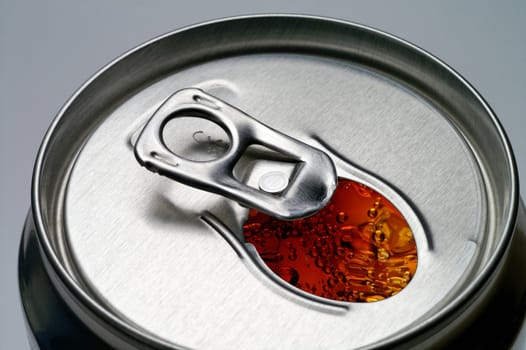 Open cola can closeup