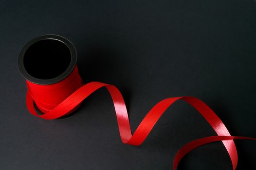 Red tape on black background