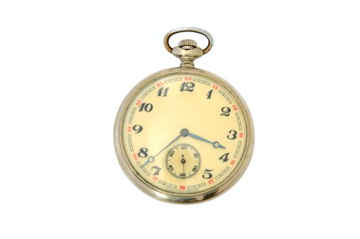 Old  russian pocket watch on overwhite background.