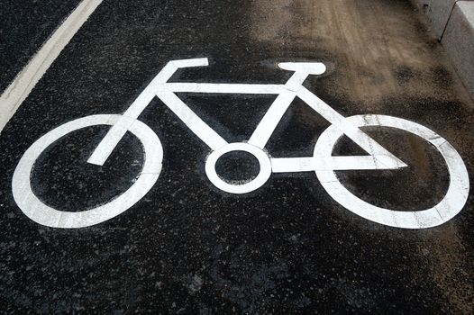 Traffic lane markings. Bicycle road.