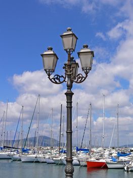 Alghero, lantern at the port, Sardinia. Alghero, Laterne am Hafen