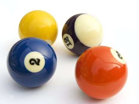 billiard balls on the white background 
