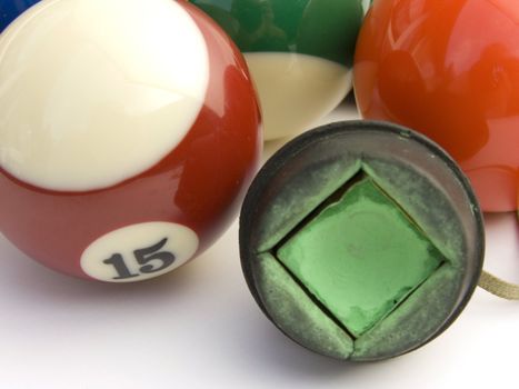 billiard balls on the white background 