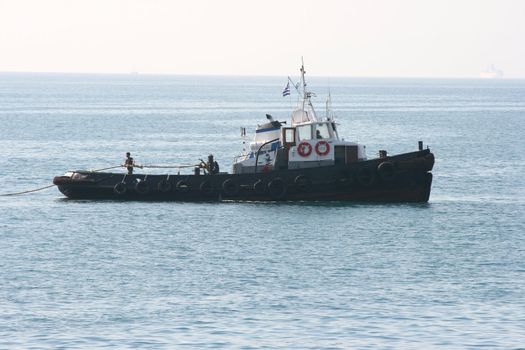 tugboat in action ship tender 
