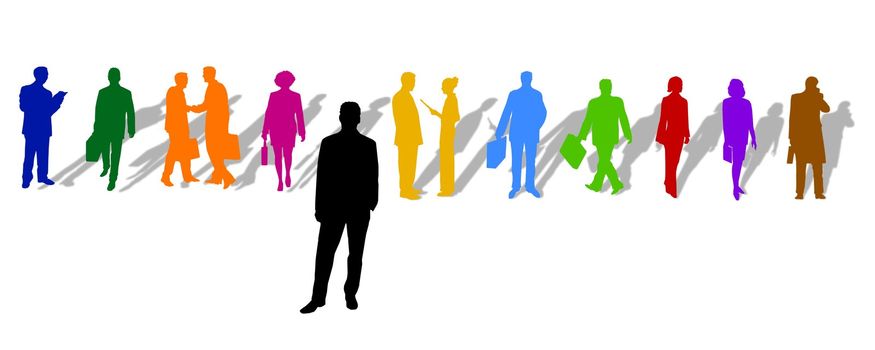 illustration of colorful business silhouettes