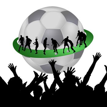 illustration of soccer fans and soccer player