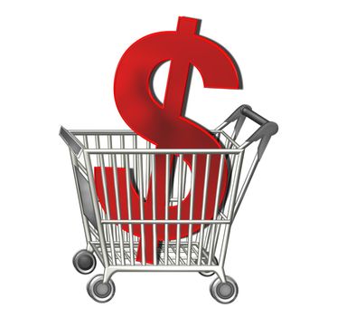 illustration of a shopping cart with a dollar sign