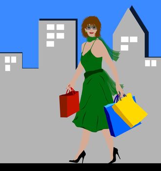 lady with shopping bags