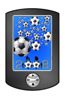 soccer balls on a handheld