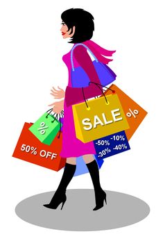 young woman with shopping bags discount