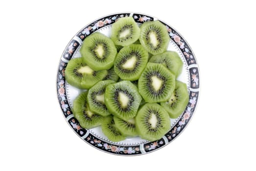 Studio shot of sliced fresh kiwi isolated on white background.