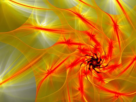 Digitally rendered high quality abstract fractal orange swirl.