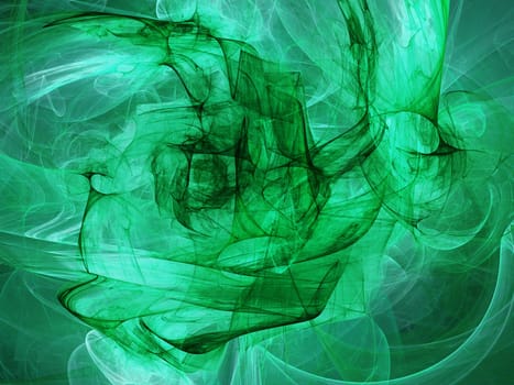 Digitally rendered abstract green with black fractal energy.