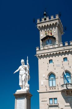 Liberty statue and municipality at Repubblica di San Marino