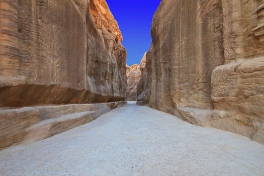As-Siq Petra, Lost rock city of Jordan.  UNESCO world heritage site and one of The New 7 Wonders of the World.