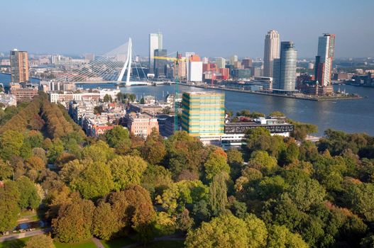 View of part of Rotterdam city  and park from Euromast tower