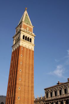 The St. Mark's Campanile in Venice, Italy.