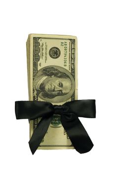 Money Bundle in a Black Ribbon $100 Bills