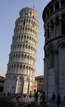 The leaning tower of Pisa in the Piazza del Duomo, in Pisa, Tuscany, Italy.
