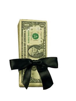 Money Bundle in a Black Ribbon $1 Bills