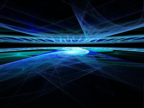 Abstract digitally rendered horizon cyperspace fractal. Good as background or wallpaper.