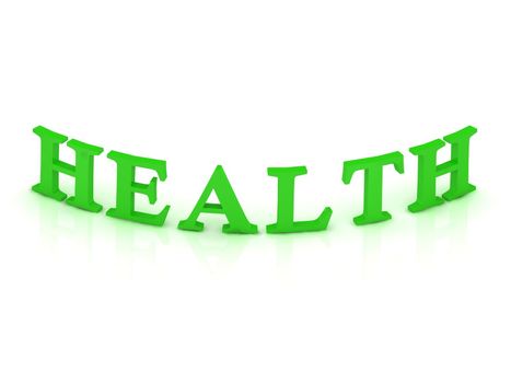 HEALTH sign with green word on isolated white background