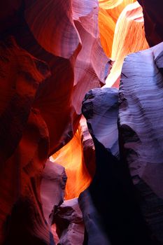 Myriad of colors created through the curved rock walls of Antelope Canyon in Arizona.