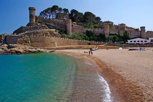 Castle view in Tossa de Mar, Costa Brava, Spain.