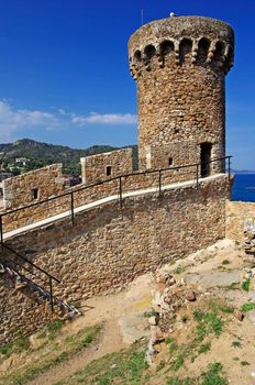 Fortress tower in Tossa de Mar. Costa Brava, Spain.