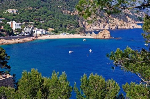 Tossa de Mar bay view from mountain. Costa Brava, Spain.