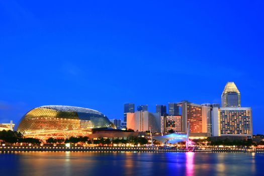 Esplanade Singapore skyscrapers at dusk