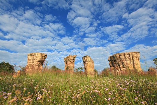 Mor Hin Khao, Thailand stonehenge, with beautiful field