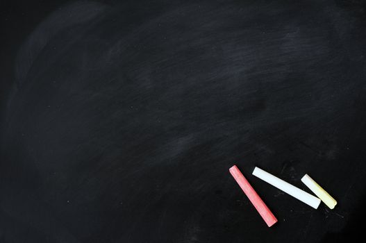 School blackboard or chalkboard, blank, with chalk